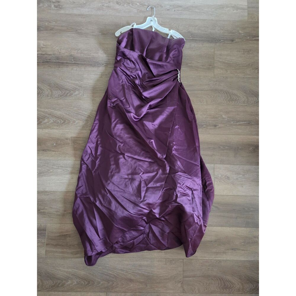 Purple Strapless Floor Length Dress Size 14